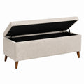 Aufbewahrungsbank 120 x 45 x 50 cm Bouclé Stoff Beige mit Klappdeckel