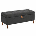 Aufbewahrungsbank 100 x 40 x 45 cm Dunkelgrau Textil Holz gepolstert mit Stauraum