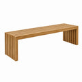 Holzbank 180 x 40 x 45 cm Eichenfarbe mit Lamellen im modernen Stil