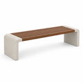 Gartenbank 180 x 40 x 45 cm Holz und Beton Braun Beige mit Lattenfläche