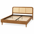Bettgestell 160 x 200 cm Holz Natur mit Rattan-Geflecht und Lattenrost