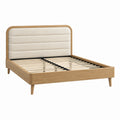 Polsterbett 160 x 200 cm Holz Naturbeige skandinavischer Stil mit Lattenrost