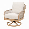 Drehsessel 78 x 83 x 96 cm Holz und Kordel Beige Natur mit Polsterung