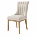 Esszimmerstuhl 52 x 62 x 100 cm Beige Stoffbezug Holzgestell mit hoher Rückenlehne